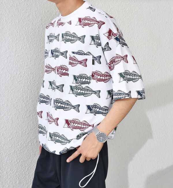 SHIPS any「【SHIPS any別注】Phatee: オーガニックコットン パターン プリント スピンドル ポケット Tシャツ◇」|Tシャツ・カットソー|