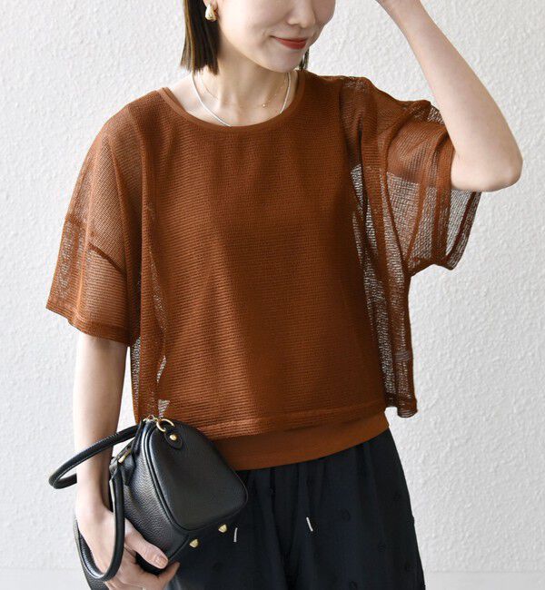 SHIPS any「SHIPS any:〈手洗い可能〉メッシュ シアー ワイド TEE &times; タンク セット」|Tシャツ・カットソー|