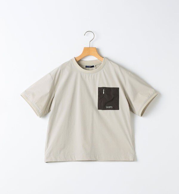 SHIPS KIDS「SHIPS KIDS:140～160cm / 〈UVカット〉ドライ ポケット TEE」|Tシャツ・カットソー|ライトグレー