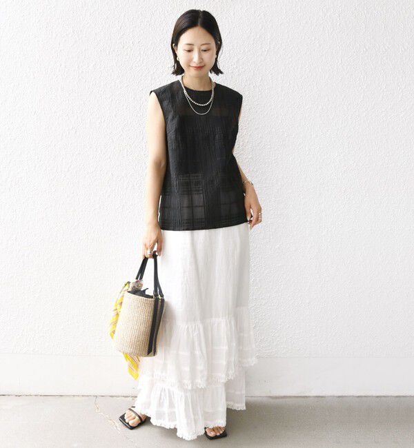 SHIPS for women「〈手洗い可能〉シアー チェック ジャカード ノースリーブ ブラウス」|シャツ・ブラウス|