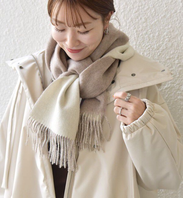 SHIPS any「SHIPS any: サープラスヤーン ウール リバーシブル ソリッド マフラー◇」|マフラー|ベージュ