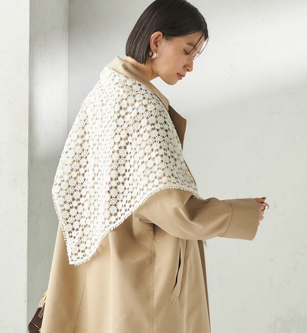 SHIPS for women「《予約》【SHIPS別注】BINDU: レース トライアングル スカーフ」|バンダナ・スカーフ|ライトホワイト