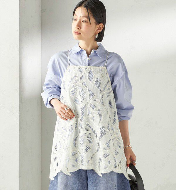 SHIPS for women「〈手洗い可能〉刺繍 スカラップ レース キャミソール」|キャミソール|