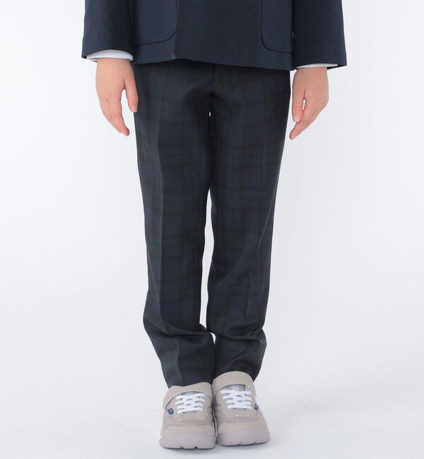 SHIPS KIDS「SHIPS KIDS:110～130cm /〈洗濯機可能〉セレモニー ブラックウォッチ ストレッチ スラックス パンツ」|スラックス|ネイビー