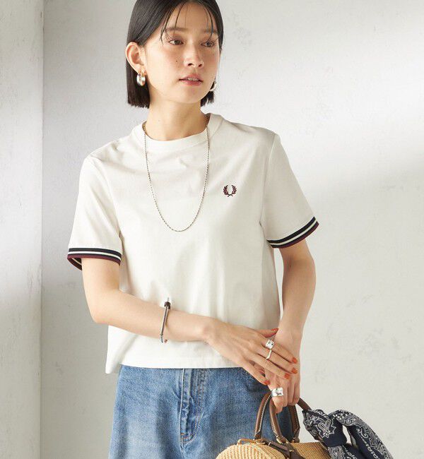 SHIPS for women「《予約》FRED PERRY:G2162 TIPPED T SHIRT」|Tシャツ・カットソー|ホワイト