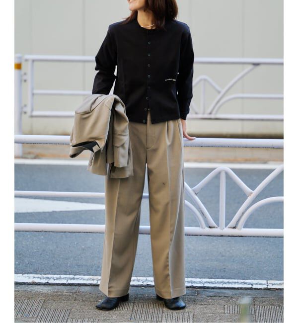 OUTDOOR PRODUCTS Usual Things「ロゴ刺繍コットンクルーネックカーディガン」|カーディガン|