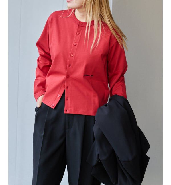 OUTDOOR PRODUCTS Usual Things「ロゴ刺繍コットンクルーネックカーディガン」|カーディガン|