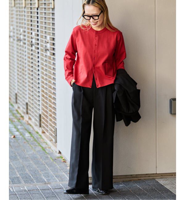 OUTDOOR PRODUCTS Usual Things「ロゴ刺繍コットンクルーネックカーディガン」|カーディガン|