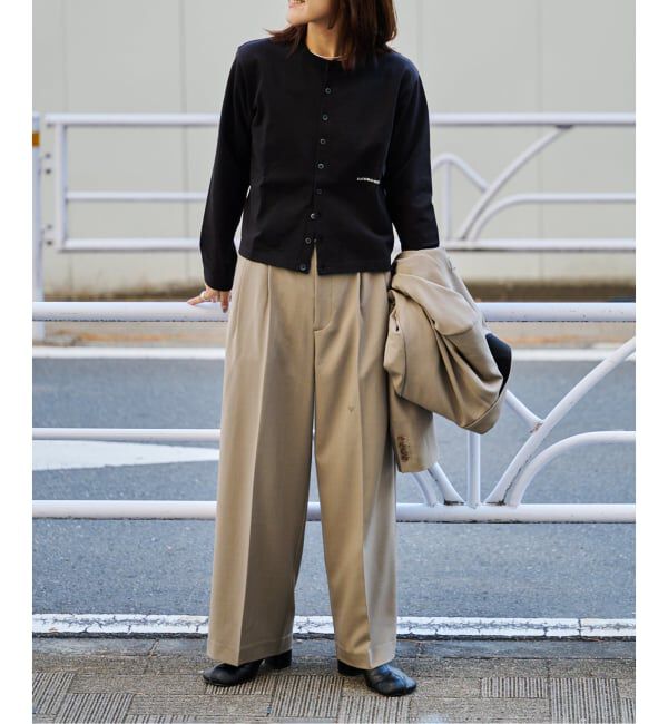 OUTDOOR PRODUCTS Usual Things「ロゴ刺繍コットンクルーネックカーディガン」|カーディガン|