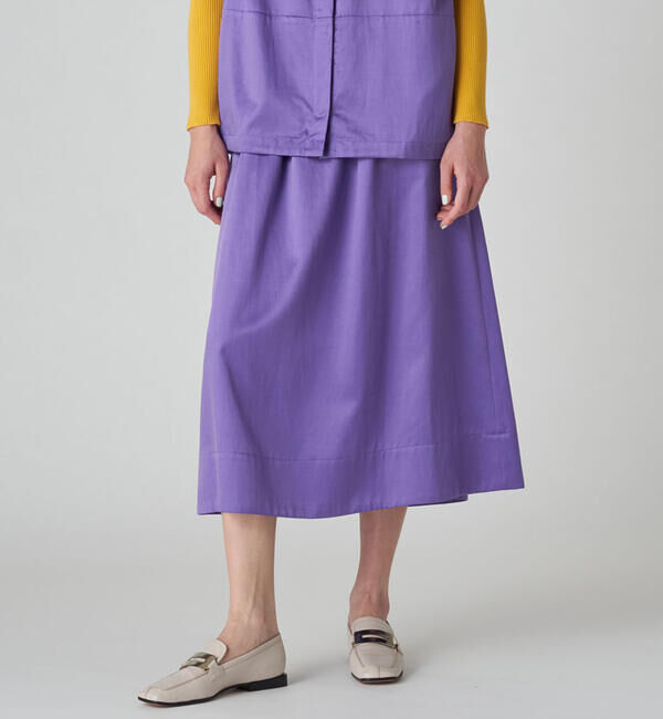 Ballsey「スライミーサテン ギャザーフレアスカート」|フレア|75 パープル