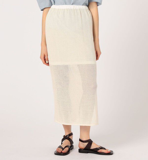 MACPHEE「メッシュコットン Iラインミディスカート」|タイト|