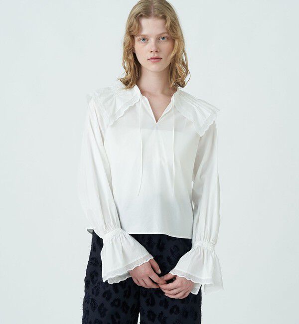 MACPHEE「コットンリヨセルレース ビックカラーブラウス」|シャツ・ブラウス|