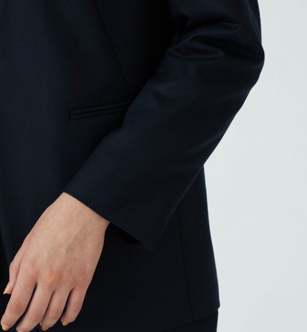 TOMORROWLAND collection「スーパーファインサキソニー ノーカラーフロントホックジャケット」|ノーカラージャケット|