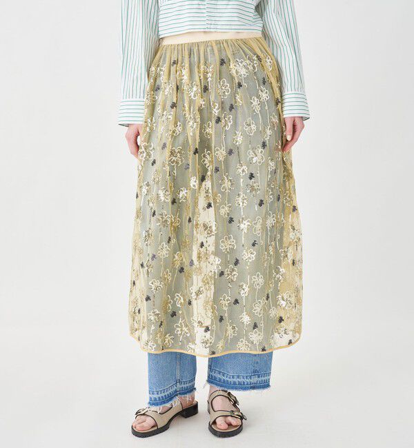 MACPHEE「メッシュスパンコール ラップスカート」|スカート|