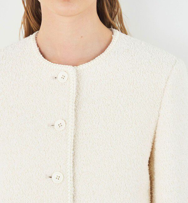 DES PRES「コットンブークレー クルーネックジャケット」|ノーカラージャケット|