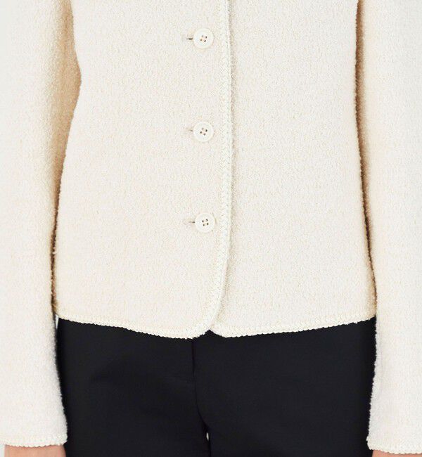 DES PRES「コットンブークレー クルーネックジャケット」|ノーカラージャケット|