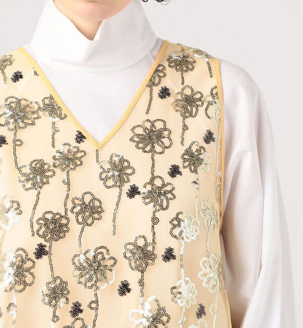 MACPHEE「メッシュスパンコール Vネックプルオーバー」|シャツ・ブラウス|