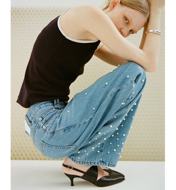 MACPHEE「【WEB限定】パールデニム コクーンテーパードパンツ」|デニム|65 ブルー