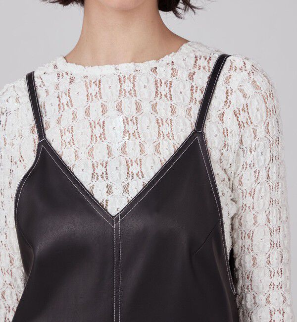 MACPHEE「レザーライク キャソールワンピース」|ワンピース|