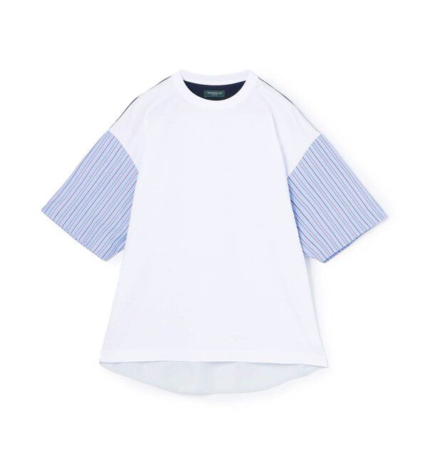 TOMORROWLAND MENS「コットン天竺 シャツコンビショートスリーブクルーネックプルオーバー」|Tシャツ・カットソー|11 ホワイト