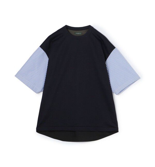 TOMORROWLAND MENS「コットン天竺 シャツコンビショートスリーブクルーネックプルオーバー」|Tシャツ・カットソー|69 ネイビー