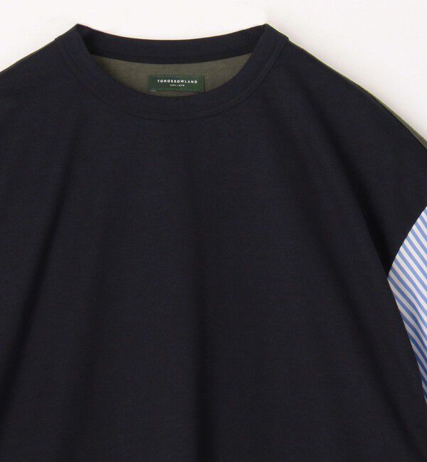 TOMORROWLAND MENS「コットン天竺 シャツコンビショートスリーブクルーネックプルオーバー」|Tシャツ・カットソー|