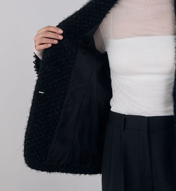 DES PRES「ヘアリーループツイード ショールカラージャケット」|テーラードジャケット|