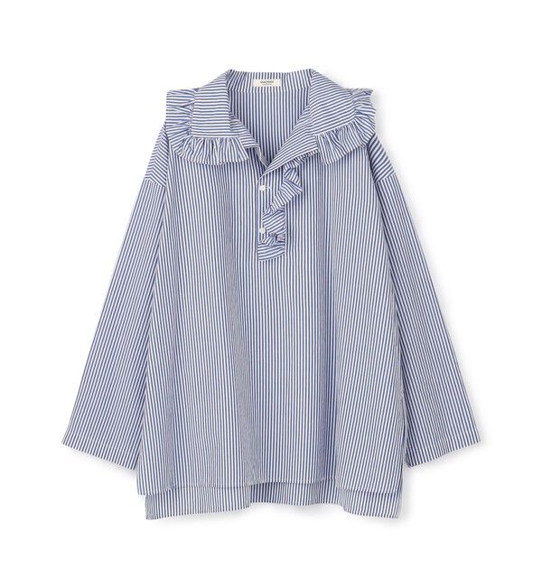 MACPHEE「コットンタイプライター プルオーバーシャツ」|シャツ・ブラウス|66 ブルー系