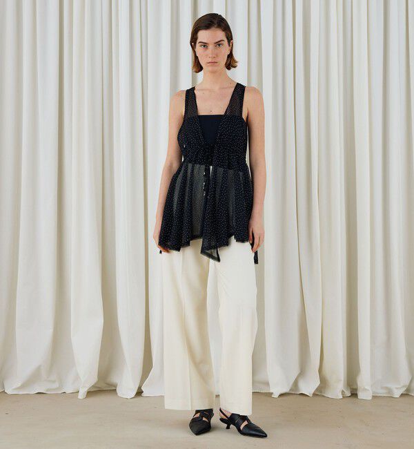 DES PRES「メタルドットプリント ペプラムノースリーブブラウス」|シャツ・ブラウス|