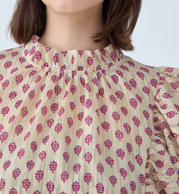 SOULEIADO「カットジャカードプリント フリルブラウス」|シャツ・ブラウス|