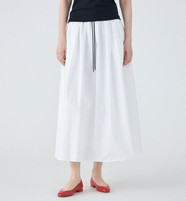 MACPHEE「【WEB限定】クリスピータフタ ギャザーロングスカート」|フレア|