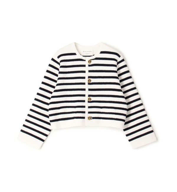 MACPHEE「【WEB限定】ハーフミラノリブボーダー クルーネックカーディガン」|カーディガン|
