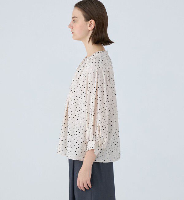 Ballsey「ドットプリント フリルネックブラウス」|シャツ・ブラウス|