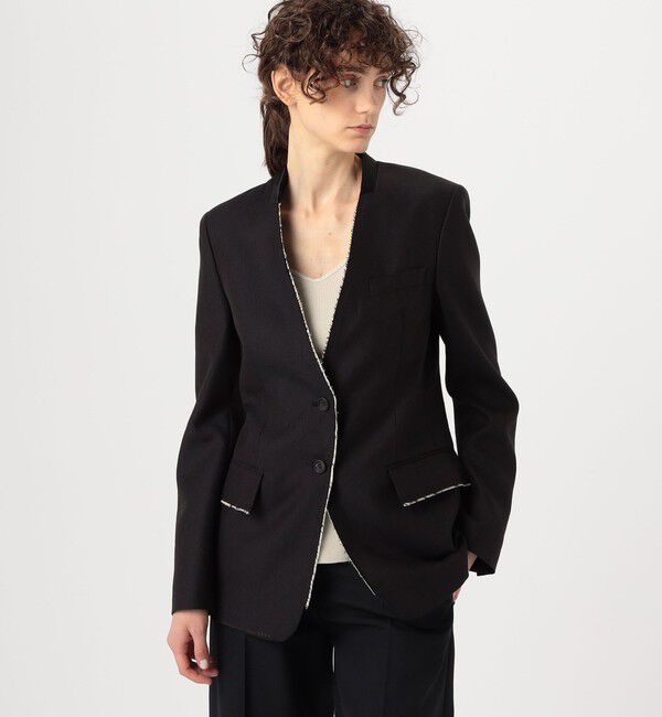 DES PRES「モヘヤウールリネン ノーカラージャケット」|テーラードジャケット|