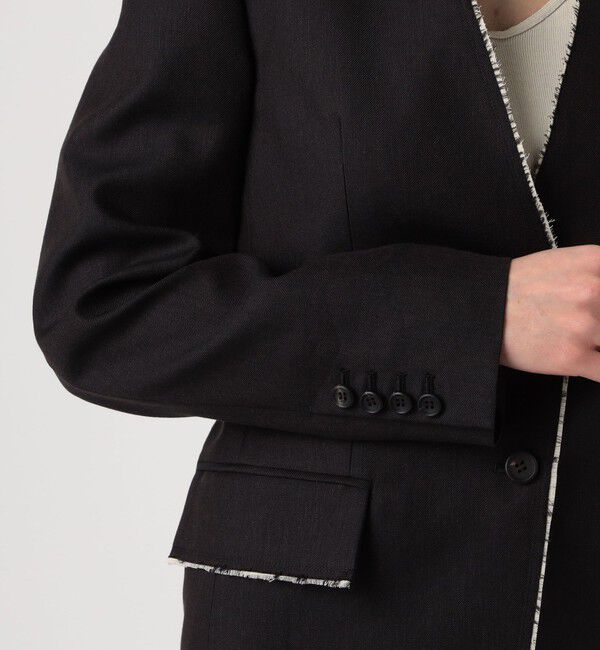 DES PRES「モヘヤウールリネン ノーカラージャケット」|テーラードジャケット|