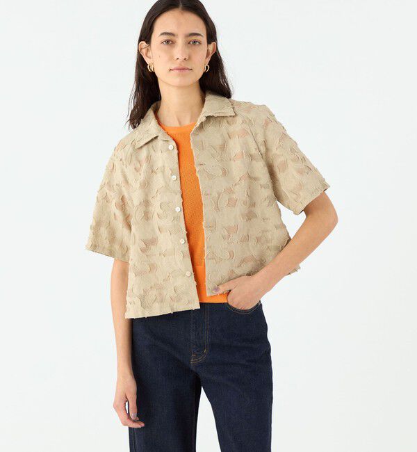 MACPHEE「メッシュカットジャカード ハーフスリーブシャツ」|シャツ・ブラウス|