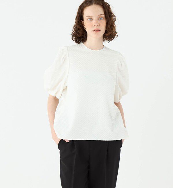 Ballsey「タイニーフラワージャカード パフスリーブブラウス」|シャツ・ブラウス|