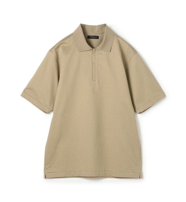 TOMORROWLAND MENS「コットンポリエステル ストレッチツイル ジップアップポロシャツ」|ポロシャツ|45 キャメル