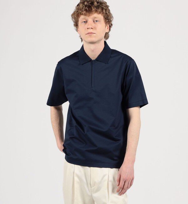 TOMORROWLAND MENS「コットンポリエステル ストレッチツイル ジップアップポロシャツ」|ポロシャツ|