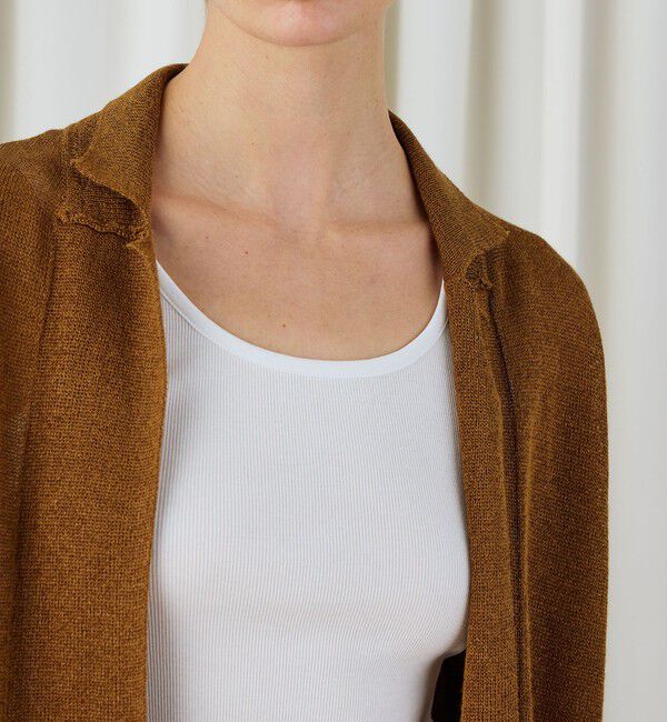 DES PRES「コットンシルクペーパーツイスト ラペルカラーカーディガン」|カーディガン|