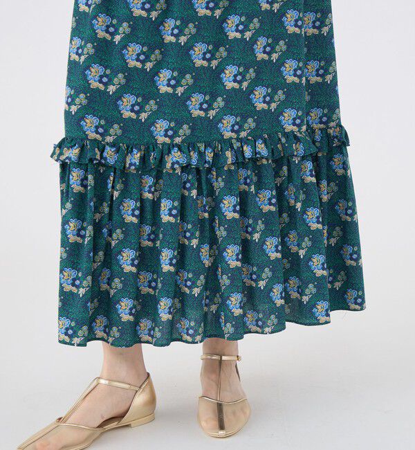 SOULEIADO「レーヨンプリント ティアードフリルスカート」|フレア|