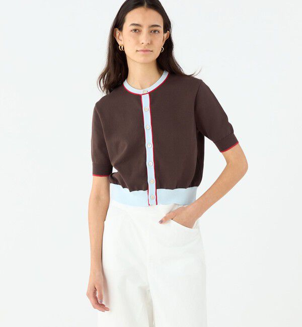 MACPHEE「ドライコットン ハーフスリーブカーディガン」|カーディガン|