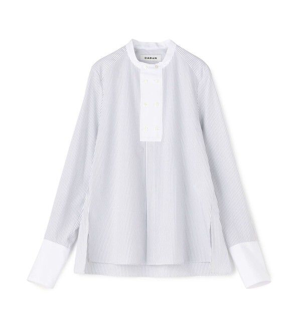 CABaN「コットンブロードコンビ ダブルボタンシャツ」|シャツ・ブラウス|16 グレー系