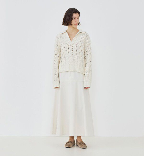 GALERIE VIE「コットンウールアラン オープンカラープルオーバー」|ニット・セーター|