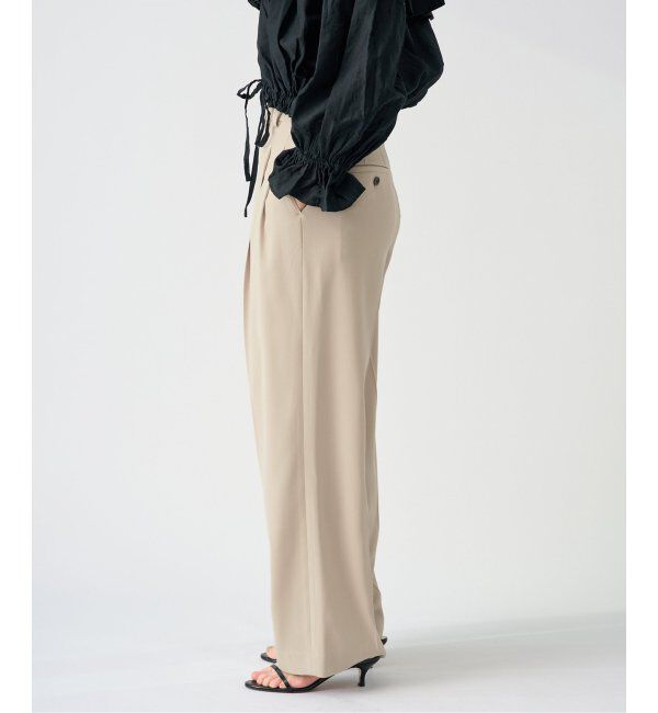 IENA「《追加2》TA/PL ジョーゼットタックワイドパンツ」|スラックス|