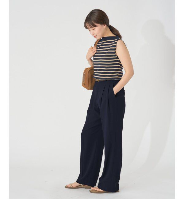 IENA「《追加2》TA/PL ジョーゼットタックワイドパンツ」|スラックス|