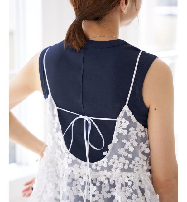 IENA「FLORE FLORE/フローレフローレ ESME TANK タンクトップ」|タンクトップ|ネイビー