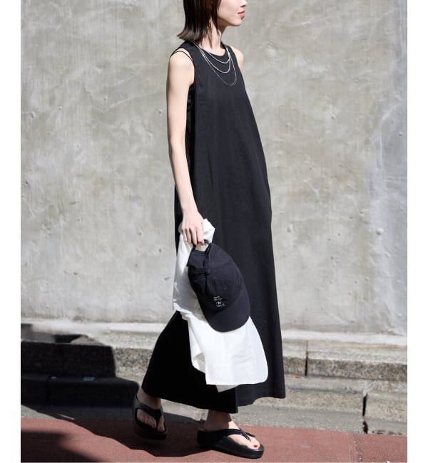 SLOBE IENA「《WEB限定/追加》リネンレーヨンノースリーブナローワンピース」|ワンピース|