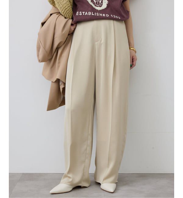 SLOBE IENA「《予約》サテンタックパンツ」|その他|ベージュ