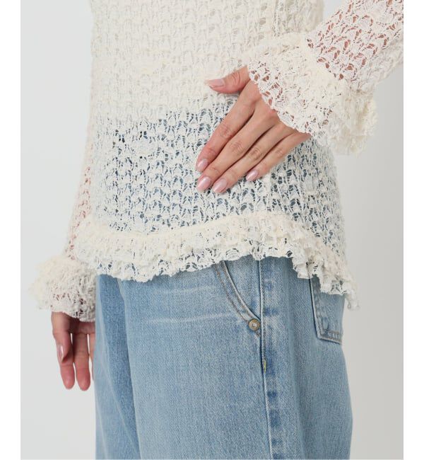 IENA LA BOUCLE「《追加予約》IENA LA BOUCLE antik dantel レースヘンリーネックプルオーバー」|Tシャツ・カットソー|